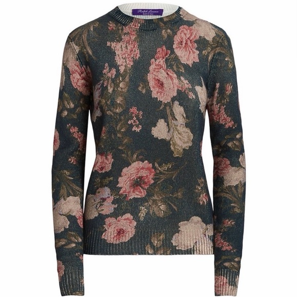 Ralph Lauren Purple Label Sweaters - Ralph Lauren Floral Print Crewneck Sweater